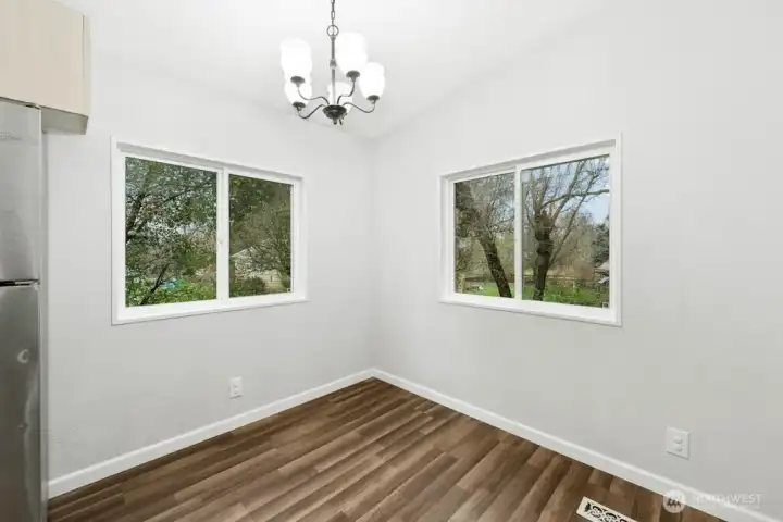 Breakfast nook off kitchen.