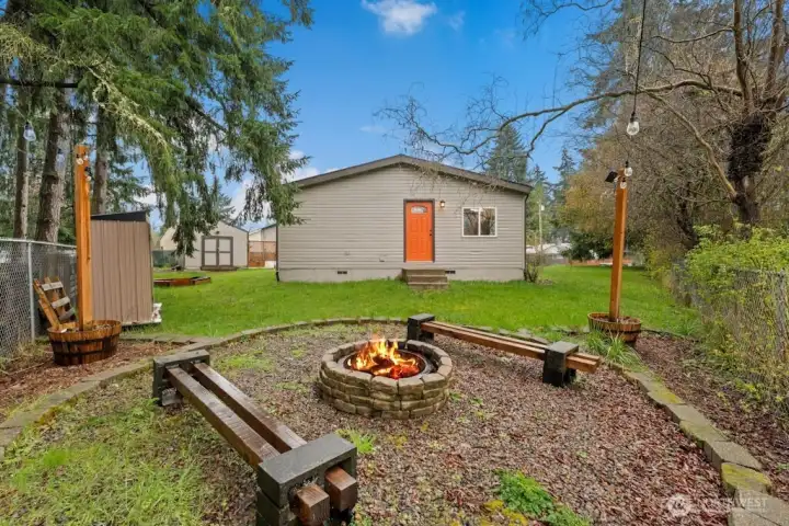 Fire pit outside the back door.
