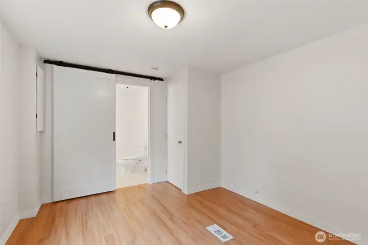 Primary bathroom has new barn door!