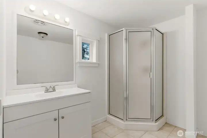 Primary bathroom has a walk-in shower