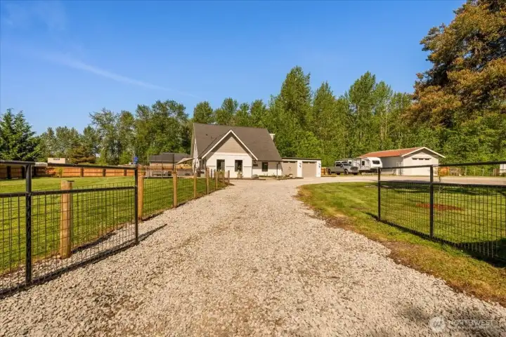 Gated entry and circular driveway