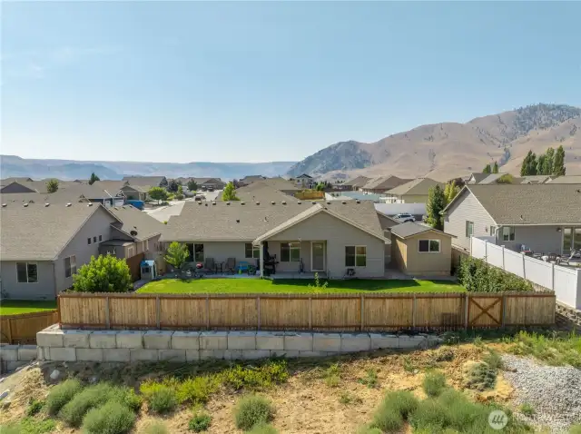 aerial view of backyard