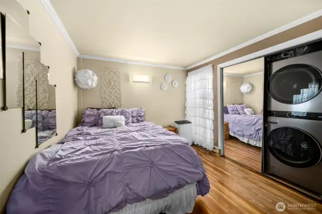 Spacious Bedroom, Stackable Washer/ Dryer