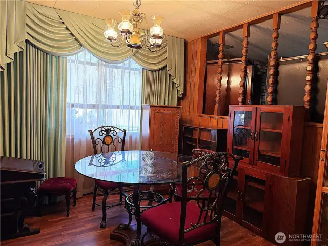 Just another view of your dining room with your living room on the right side