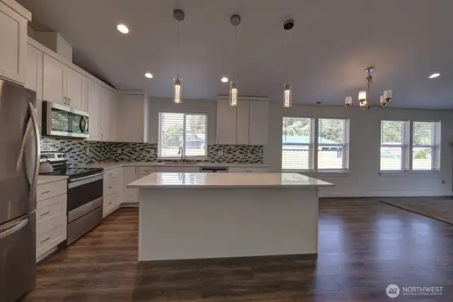 Kitchen with island eating space