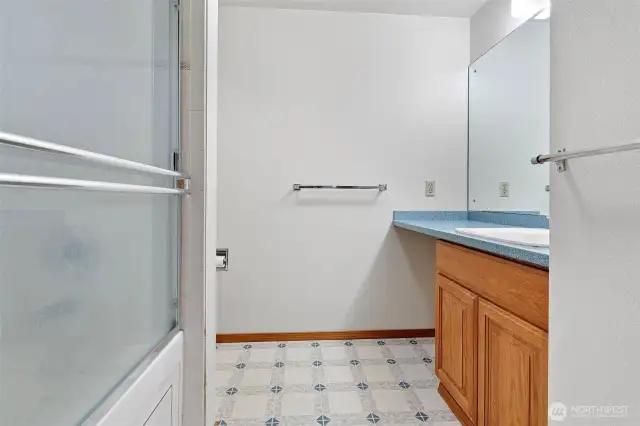 Hall bathroom with tub/shower combo