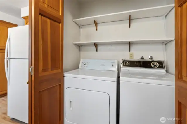 Laundry area is in the kitchen