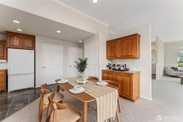 Dining area with built in storage