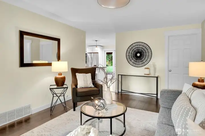 The family room on the main level completes the circular floor plan.