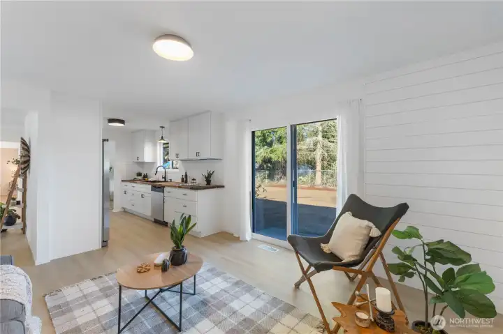 Flex space leads to kitchen