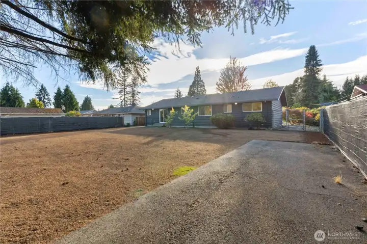 Huge back yard! Fully fenced