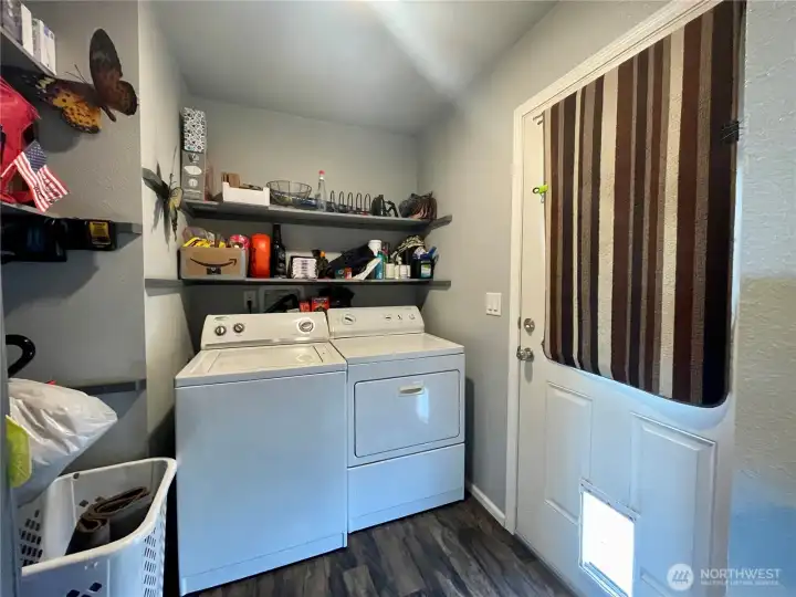 Laundry room and backdoor.