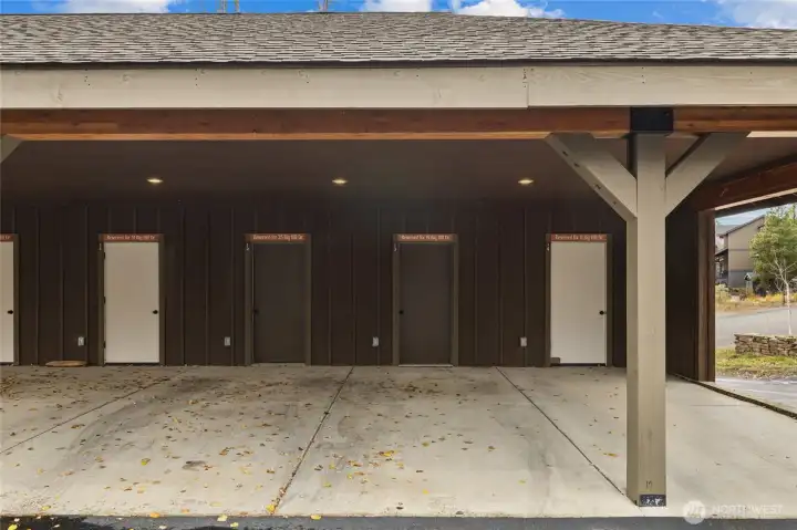 Detached carport with storage bay