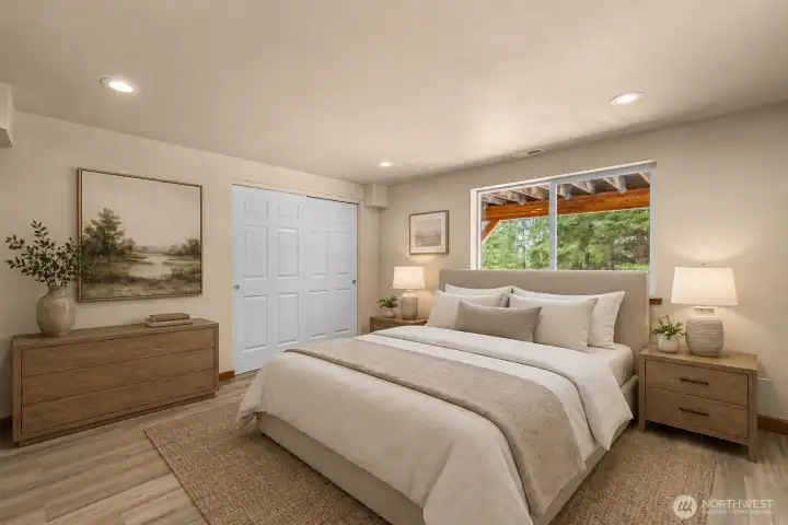 Lower-level bedroom (virtually staged)
