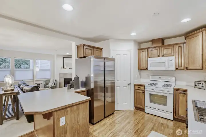 plenty of room for storage plus a corner pantry