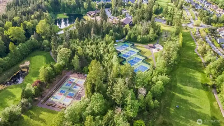 Keep active with the pickleball or tennis courts.