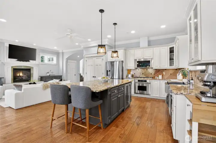 Large open concept kitchen with island