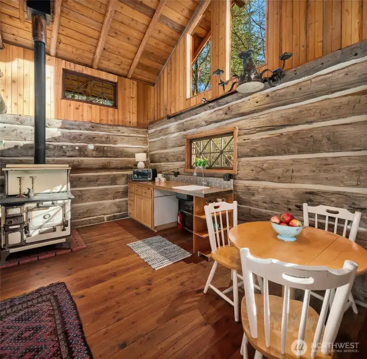 Vintage Monarch cook stove. Wood fired with lots of wood on the property.