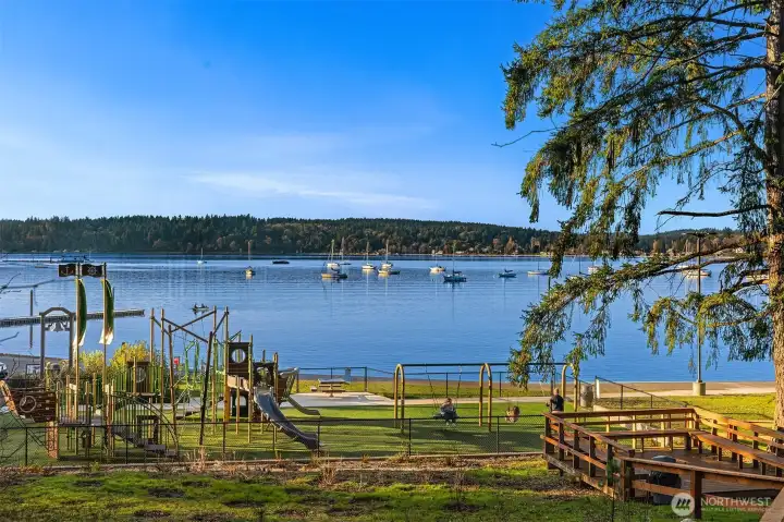 Dockton Park and Marina is just down the hill from the property, with docks, swimming area in summer and a boat launch.