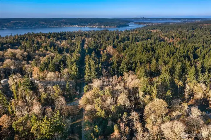 Looking north to Quartermaster Harbor, Burton peninsula and Seattle beyond. Vashon is truly the gateway to all Puget Sound has to offer with quick access to Seattle, Tacoma and Kitsap Peninsula for excursions into the Olympic Mountains.