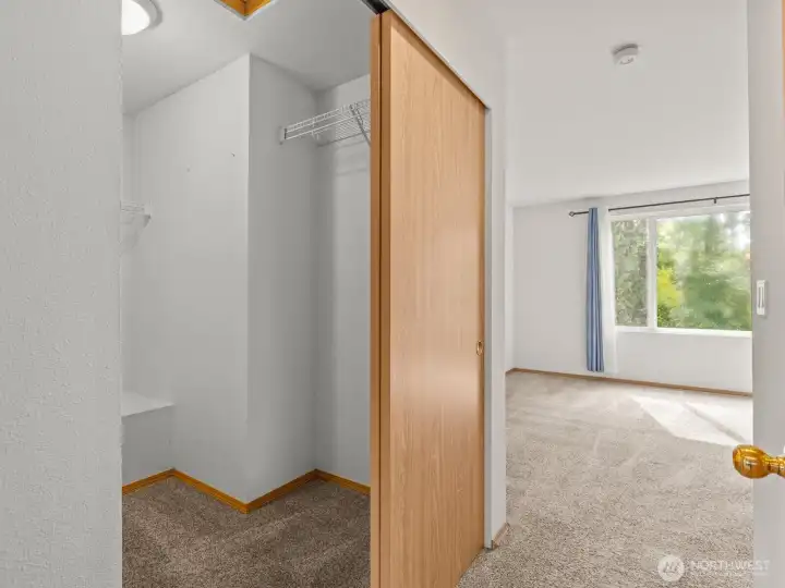 As you enter the primary bedroom, you'll notice the large wak in closet.