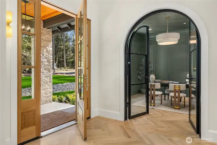 Entry with Fishbone In-Laid Floors.