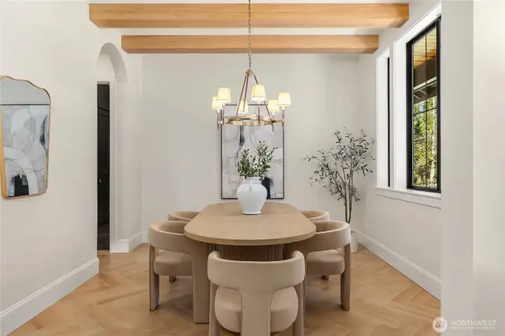 Formal Dining Room Opposite Office and Entry Foyer