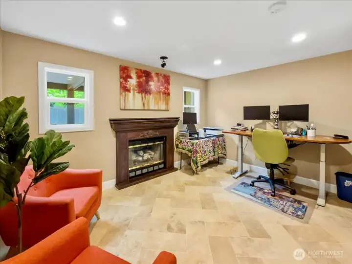 Office with fireplace. Could be used as a guestroom.