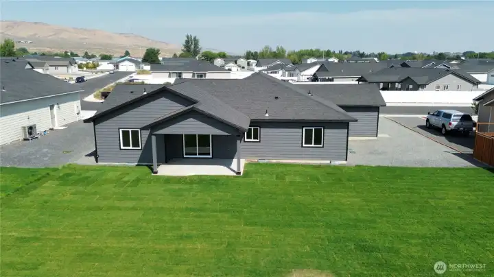 Backyard with covered patio