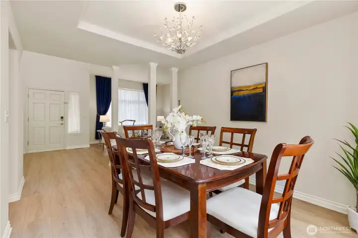 Formal dining room with great room on the back