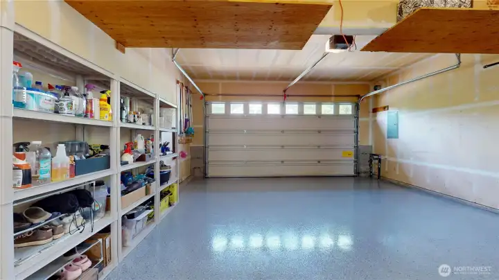 Garage with epoxy floor