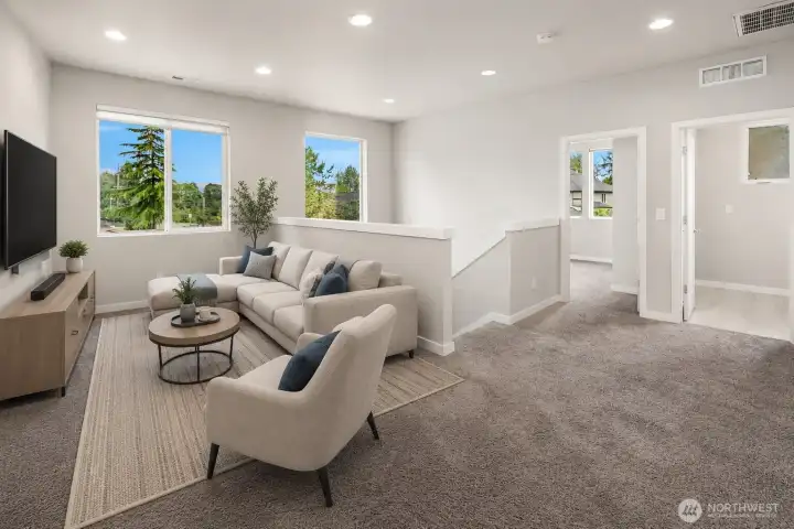 Virtually Staged Upper lounge area