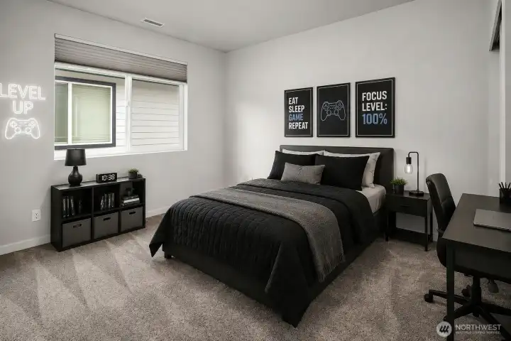 Virtually Staged Upper Bedroom 3
