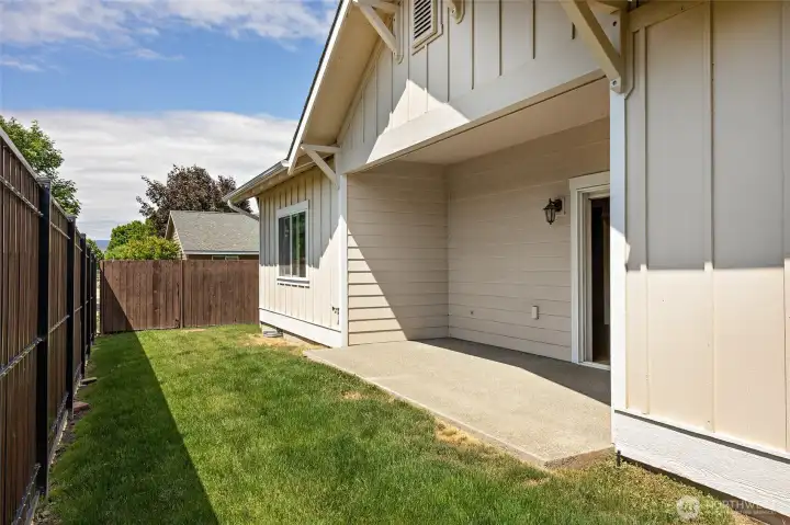Protected rear patio area