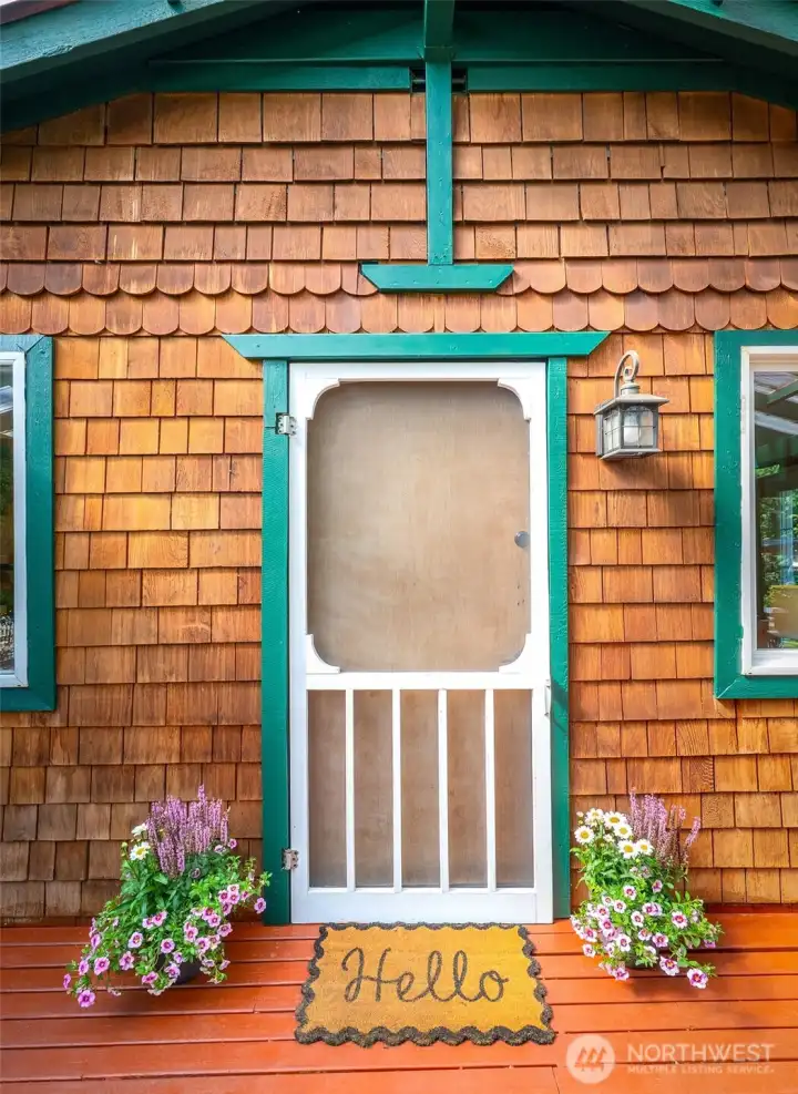 A warm entrance to the garden cottage