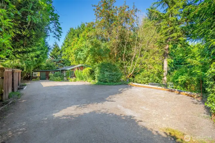 Gravel driveway and parking
