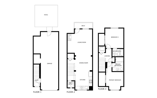 All three floor plans together, the layout is very ideal!