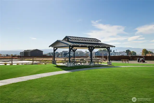 Covered picnic table area at community park