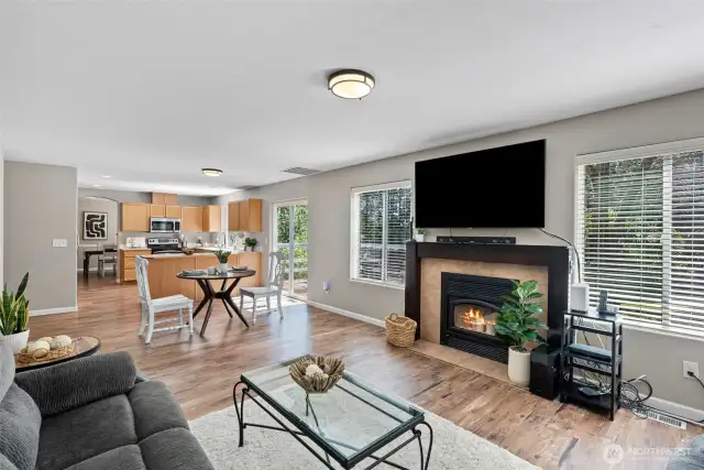 Living room over looking the backyard