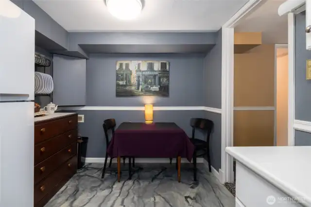 STUDIO ~ Dining area. This is such a CHARMING unit ! It's been rented constantly for years to visiting nurses.
