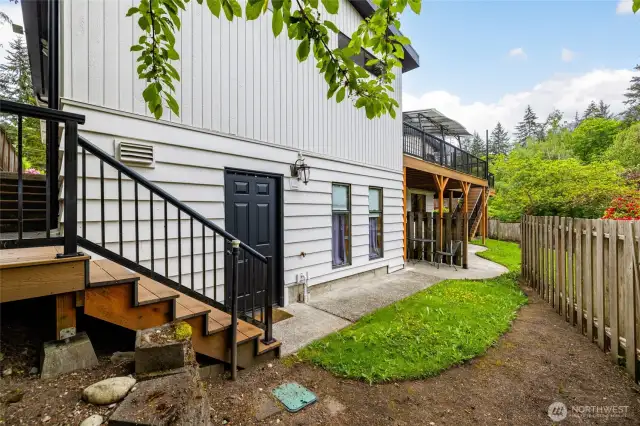 Studio entry. Come down the side of the carport and garage to your own space.