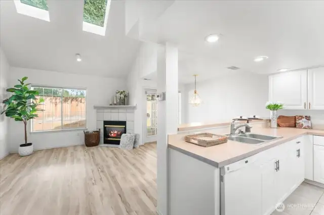 Family Room-Cathedral Ceilings Open Concept