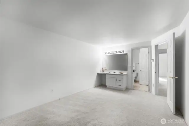 Master Bdrm with private vanity and separate (private door to bathroom) upstairs