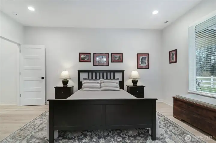 Primary suite has plenty space for a king bed and your additional touches