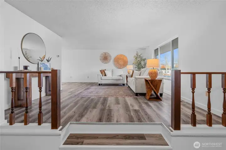 LIVING ROOM | Yes, this room is big! Plenty of space for a TV and large sectional. Or use a corner for a desk.