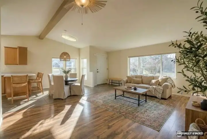 Open Great Room (Kitchen/Living/Dining) - Virtually Staged