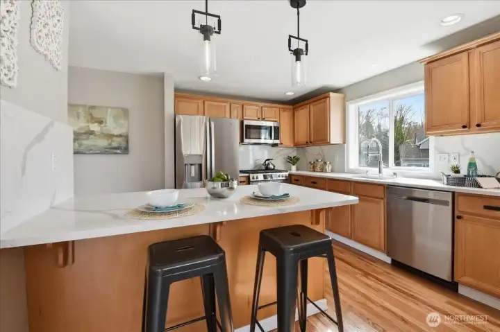 New Quartz tops, new appliances, "Edison" fixtures, more!