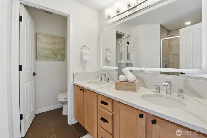 High-end remodel with wall-to wall electronic mirror!