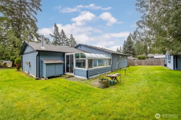 A view of the back of the home