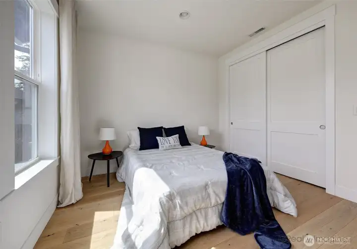 Bedroom 2, engineer hardwood floors
